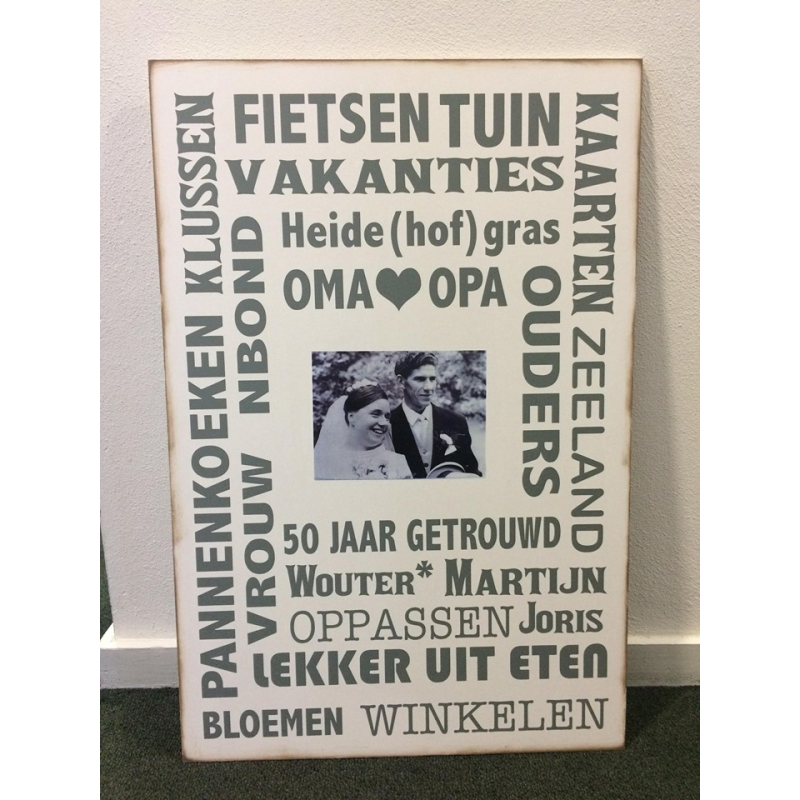 persoonlijk tekstbord met foto